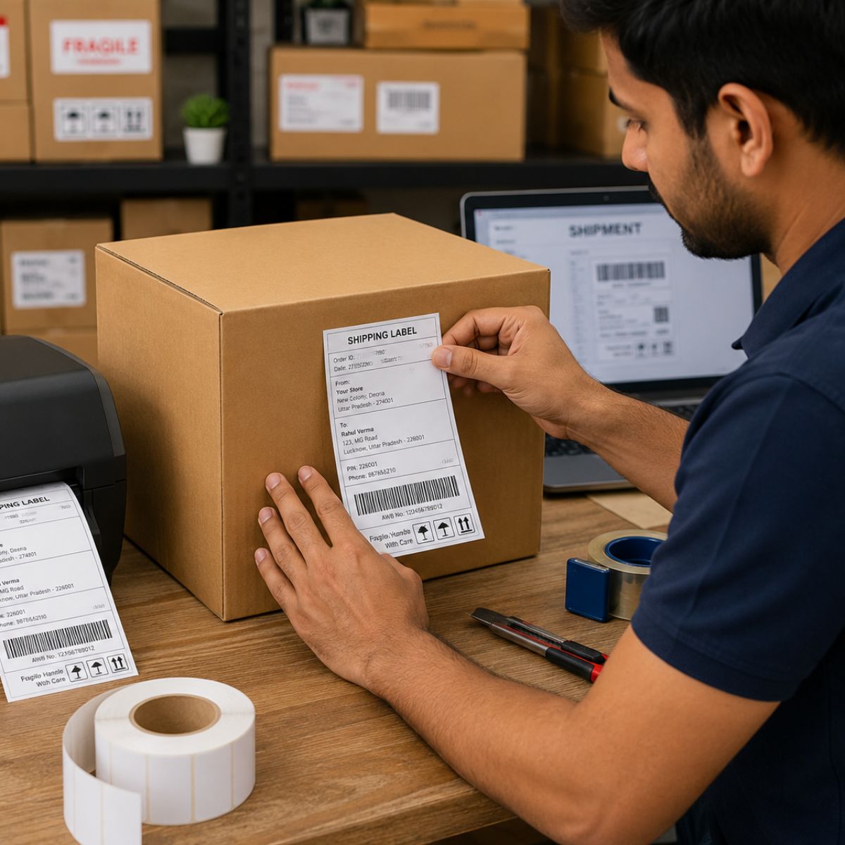 4" x 6" Shipping Label Roll | 400 Labels Per Roll | Direct Thermal Self Adhesive Roll - Image 3
